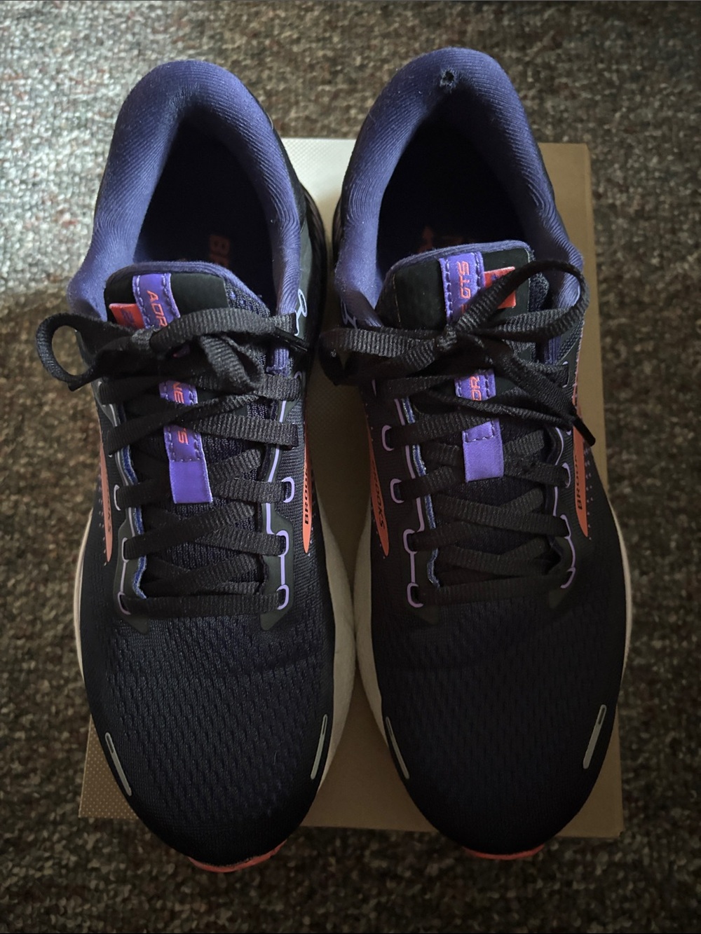Brooks Women's navy with Purple and Coral Athletic Running Shoes